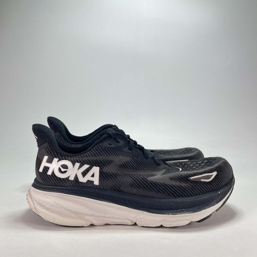 HOKA One One Clifton 9 Black White Running Shoes 1132210-BWHT Men's Size 11 2E